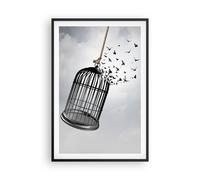 Poster 61x91cm Libertà gabbia uccelli Stampe Immagini Quadri Moderni Murale