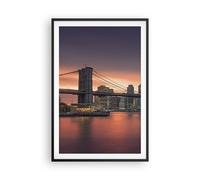 Poster 61x91cm New York ponte notte Stampe Immagini Quadri Moderni Murale