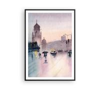 Poster 70x100cm Acquarello città monumenti storici Stampe Immagini Quadri Murale