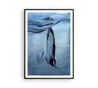 Poster 70x100cm Balena Oceano Acquerello Stampe Immagini Quadri Moderni Murale