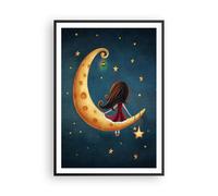 Poster 70x100cm Bambini ragazza luna Stampe Immagini Quadri Moderni Murale