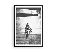 Poster 70x100cm Bianco e nero ciclista solitudine Stampe Immagini Quadri Murale