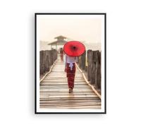 Poster 70x100cm Birmania ombrellone ponte Stampe Immagini Quadri Moderni Murale