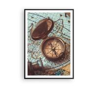 Poster 70x100cm Bussola Vintage Mappa Stampe Immagini Quadri Moderni Murale