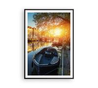 Poster 70x100cm Canale barca Amsterdam acqua Stampe Immagini Quadri Murale