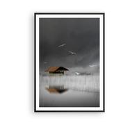 Poster 70x100cm Capanna nebbia palude Stampe Immagini Quadri Moderni Murale