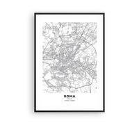 Poster 70x100cm Città Mappa Roma Stampe Immagini Quadri Moderni Murale