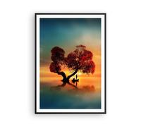 Poster 70x100cm lago natura notte Stampe Immagini Quadri Moderni Murale