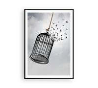 Poster 70x100cm Libertà gabbia uccelli Stampe Immagini Quadri Moderni Murale