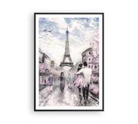 Poster 70x100cm Paris Percorso Illustrazione Eiffle Stampe Quadri Murale