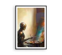 Poster 70x100cm Pittura Robot Spazzola Stampe Immagini Quadri Moderni Murale
