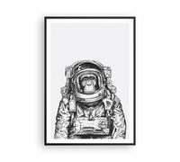 Poster 70x100cm Scimpanzé astronauta disegno Stampe Immagini Quadri Murale