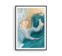 Poster 70x100cm Sfondo dorato turchese Stampe Immagini Quadri Moderni Murale