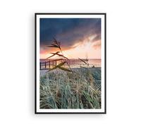 Poster 70x100cm Spiaggia Erba Orizzonte Stampe Immagini Quadri Moderni Murale