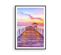 Poster 70x100cm Tramonto acqua ponte orizzonte Stampe Immagini Quadri Murale