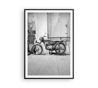 Poster 70x100cm Vecchio Moto In Bianco E Nero Stampe Immagini Quadri Murale