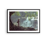 Poster 70x50cm Asia ragazzo cascata Stampe Immagini Quadri Moderni Murale