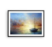 Poster 70x50cm Barca a vela Ovest Il Sole Stampe Immagini Quadri Moderni Murale