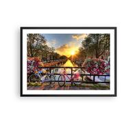 Poster 70x50cm Biciclette Canale Amsterdam l'architettura Stampe Quadri Moderni