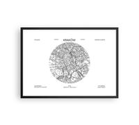 Poster 70x50cm Carta Geografica Cracovia Polonia Stampe Immagini Quadri Moderni