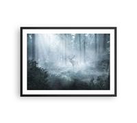 Poster 70x50cm Cervi foresta alba Stampe Immagini Quadri Moderni Murale