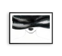 Poster 70x50cm Donna Cappello In Bianco E Nero Stampe Immagini Quadri Moderni