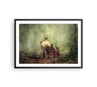 Poster 70x50cm elefante giungla nebbia Stampe Immagini Quadri Moderni Murale