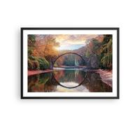 Poster 70x50cm Giardino rododendri ponte Stampe Immagini Quadri Moderni Murale