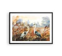 Poster 70x50cm Gru uccelli autunno Stampe Immagini Quadri Moderni Murale