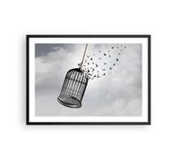 Poster 70x50cm Libertà gabbia uccelli Stampe Immagini Quadri Moderni Murale