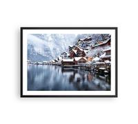 Poster 70x50cm Paesaggio Insediamento Di Montagna Inverno Stampe Quadri Moderni