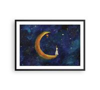 Poster 70x50cm Ragazza Su La Luna Stampe Immagini Quadri Moderni Murale