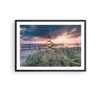 Poster 70x50cm Spiaggia Erba Orizzonte Stampe Immagini Quadri Moderni Murale