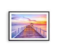 Poster 70x50cm Tramonto acqua ponte orizzonte Stampe Immagini Quadri Moderni