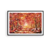 Poster 91x61cm Autunno Foresta Rosso Stampe Immagini Quadri Moderni Murale