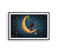 Poster 91x61cm Bambini ragazza luna Stampe Immagini Quadri Moderni Murale