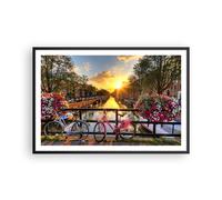 Poster 91x61cm Biciclette Canale Amsterdam l'architettura Stampe Quadri Moderni