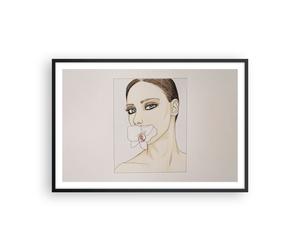 Poster 91x61cm Donna Silenzio Fiore Stampe Immagini Quadri Moderni Murale