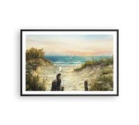 Poster 91x61cm Impressionismo Gabbiani Costa Stampe Immagini Quadri Moderni