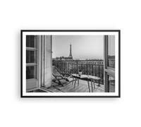 Poster 91x61cm In bianco e nero Parigi balcone Stampe Immagini Quadri Moderni