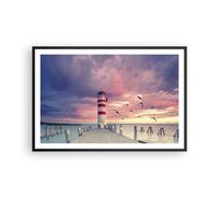 Poster 91x61cm Lanterna Mare Costa Stampe Immagini Quadri Moderni Murale