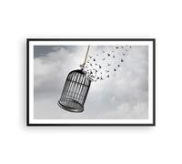 Poster 91x61cm Libertà gabbia uccelli Stampe Immagini Quadri Moderni Murale