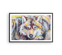 Poster 91x61cm Olio lupo cane Stampe Immagini Quadri Moderni Murale