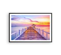 Poster 91x61cm Tramonto acqua ponte orizzonte Stampe Immagini Quadri Moderni
