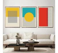 Poster a Parete,Astratto Medievale Blocco di Colore Linea Punto Arte Murale Tela Pittura Poster Moderno Immagini Soggiorno Cucina Decorazione Della Casa-60 * 80cm*3/(24 * 31pollici*3) Senza cornice