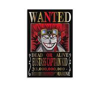 Poster a tema anime One Piece Wanted, con Eustass Kid 1, decorazione artistica da parete su tela, per soggiorno e casa, 20 x 30 cm