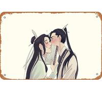Poster a tema anime The Scum Villain's Self Saving System, Shen Qingqiu, Liu Qingge, decorazione artistica da parete in metallo, stile retrò, 20,3 x 30,5 cm