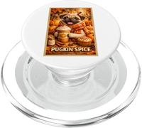 Poster a tema Pug Fun Dog Pet Pumpkin Animal, parodia artistica del caffè autunnale PopSockets PopGrip per MagSafe