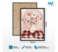 Poster acquerello floreale rosa e bianco vaso e fiori opera d'arte...