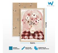 Poster acquerello floreale rosa e bianco vaso e fiori opera d'arte...